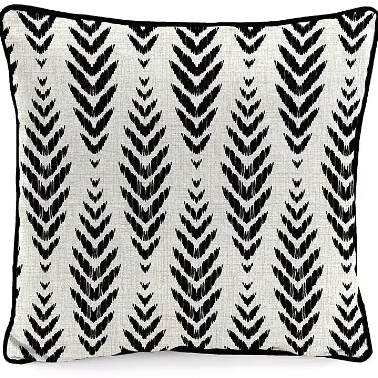 Kirklands Home Outdoor Cushions & Pillows|Black & White Geometric Leaves Outdoor Pillow