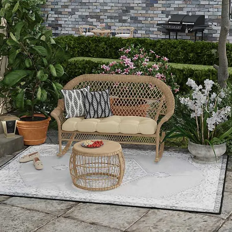 Kirklands Home Outdoor Cushions & Pillows|Black & White Geometric Leaves Outdoor Pillow