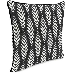 Kirklands Home Outdoor Cushions & Pillows|Black & White Geometric Leaves Outdoor Pillow