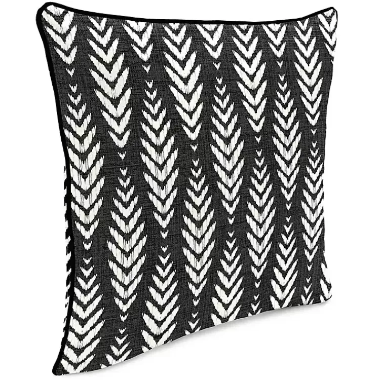 Kirklands Home Outdoor Cushions & Pillows|Black & White Geometric Leaves Outdoor Pillow