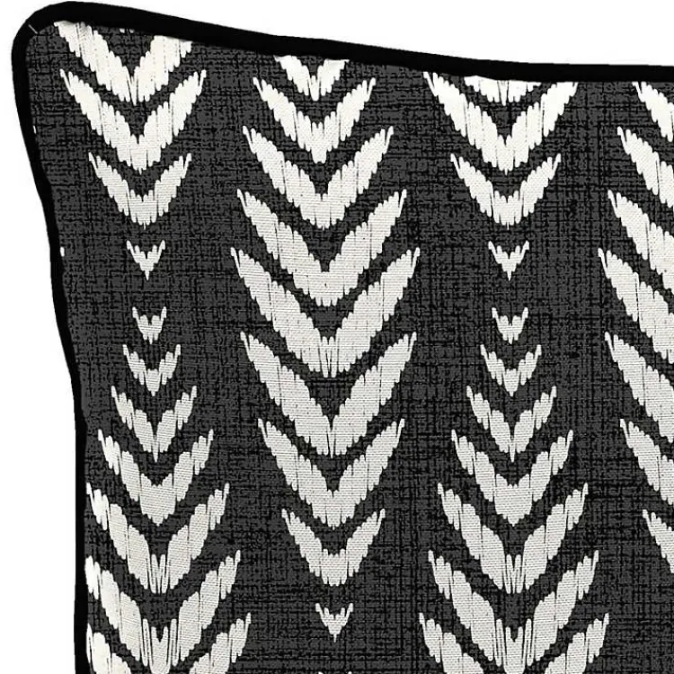 Kirklands Home Outdoor Cushions & Pillows|Black & White Geometric Leaves Outdoor Pillow