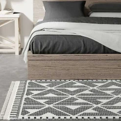 Kirklands Home Area Rugs|& White Geometric Shag Area Rug, 8x10 Black