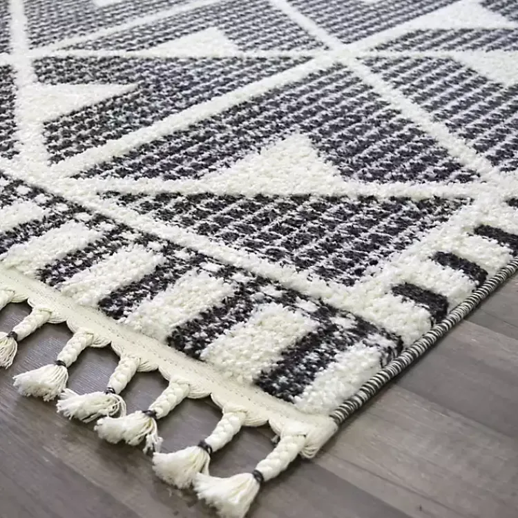 Kirklands Home Area Rugs|& White Geometric Shag Area Rug, 8x10 Black