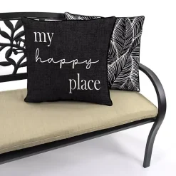 Kirklands Home Outdoor Cushions & Pillows|Black & White My Happy Place Outdoor Pillow
