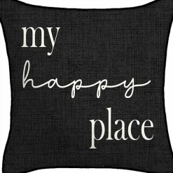 Kirklands Home Outdoor Cushions & Pillows|Black & White My Happy Place Outdoor Pillow