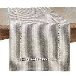 Kirklands Home Table Linens|Black & White Striped Table Runner, 72 in.