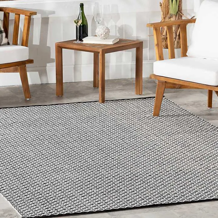 Kirklands Home Area Rugs|Black & White Trellis Indoor/Outdoor Rug, 4x6