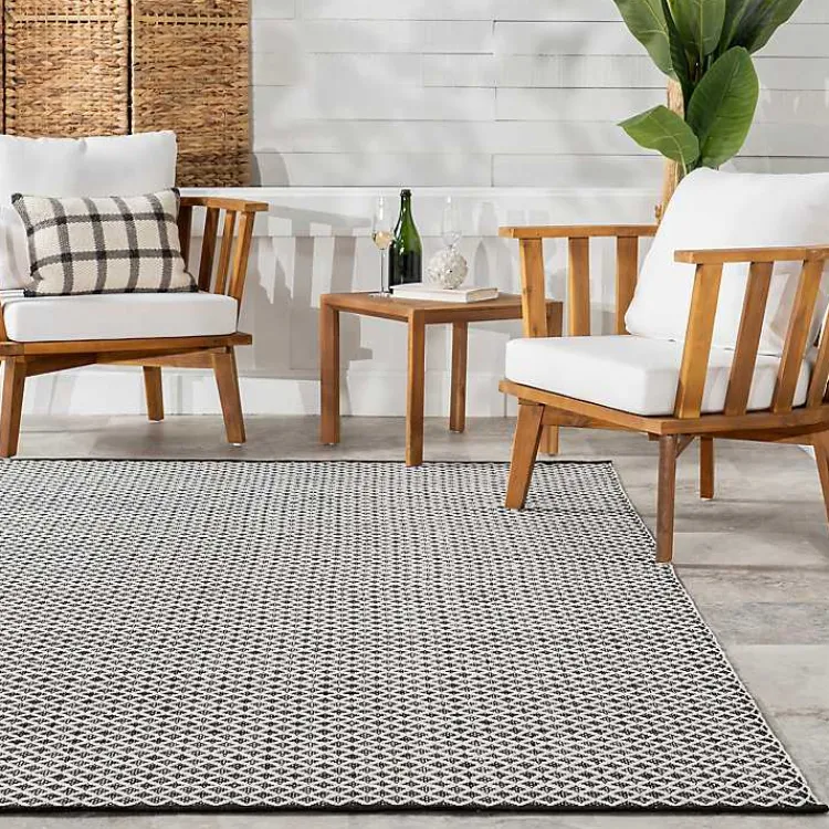 Kirklands Home Area Rugs|Black & White Trellis Indoor/Outdoor Rug, 5x8