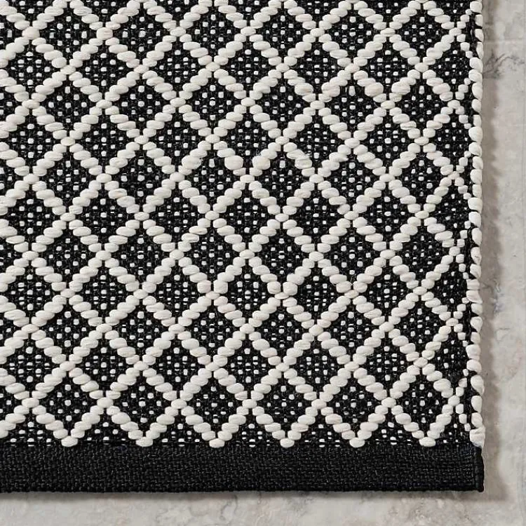 Kirklands Home Outdoor Rugs|Black & White Trellis Indoor/Outdoor Runner, 3x8