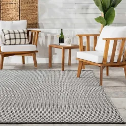 Kirklands Home Outdoor Rugs|Black & White Trellis Indoor/Outdoor Runner, 3x8