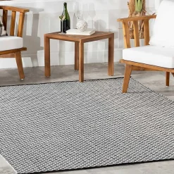 Kirklands Home Outdoor Rugs|Black & White Trellis Indoor/Outdoor Runner, 3x8