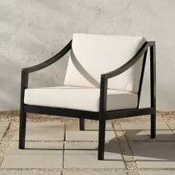 Kirklands Home Outdoor Seating|Black Acacia Wood Outdoor Club Chair