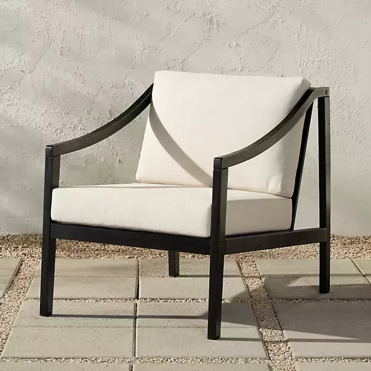 Kirklands Home Outdoor Seating|Black Acacia Wood Outdoor Club Chair