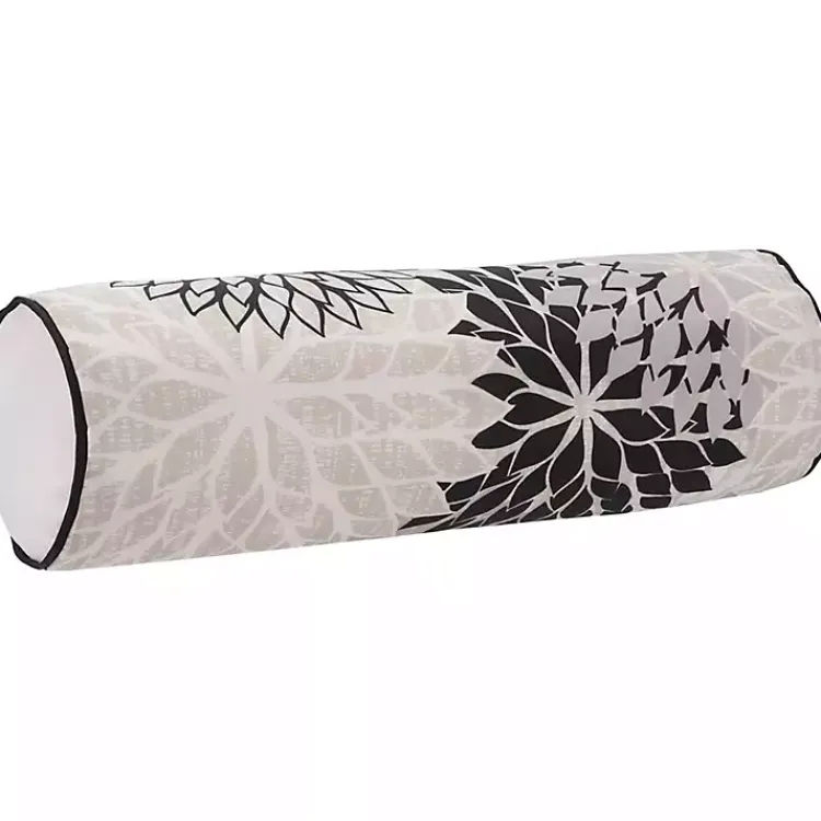 Kirklands Home Outdoor Cushions & Pillows|and Beige Floral Outdoor Bolster Pillow Black