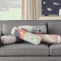 Kirklands Home Outdoor Cushions & Pillows|and Beige Floral Outdoor Bolster Pillow Black