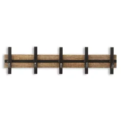 Kirklands Home Hooks|Black and Brown 5-Hook Coat Rack
