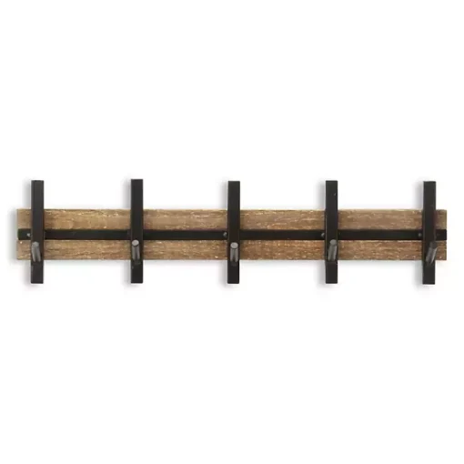 Kirklands Home Hooks|Black and Brown 5-Hook Coat Rack