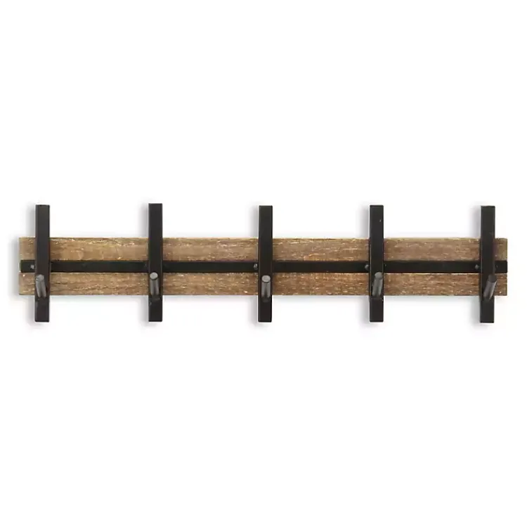 Kirklands Home Hooks|Black and Brown 5-Hook Coat Rack