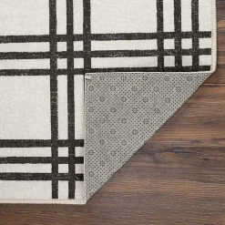 Kirklands Home Area Rugs|Black and Cream Plaid Washable Area Rug, 5x7