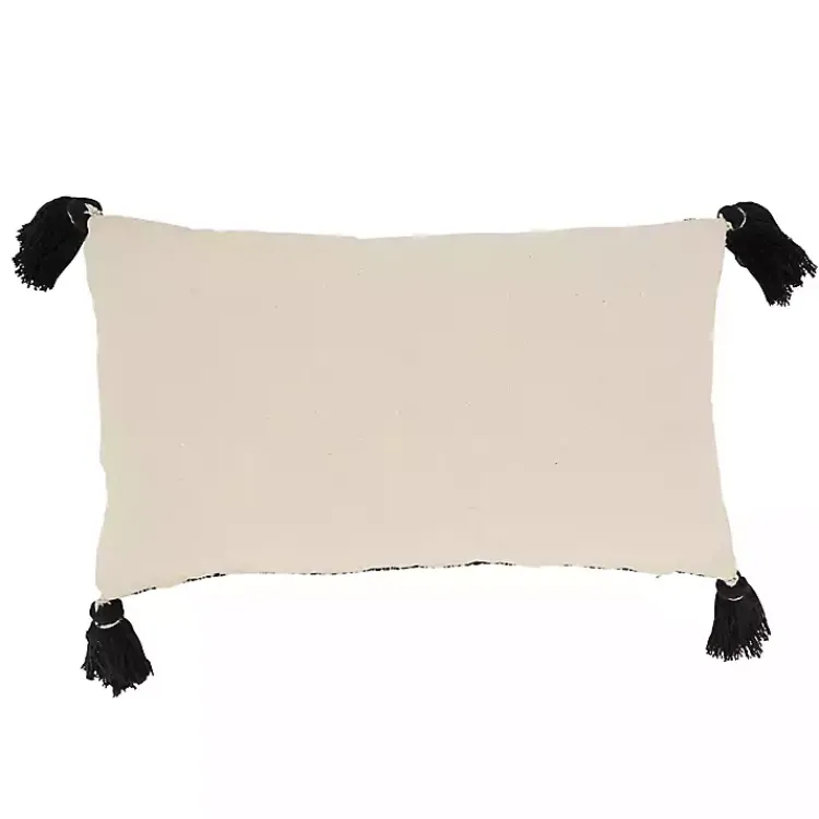 Online and Cream Woven Block Tassel Lumbar Pillow Pillows