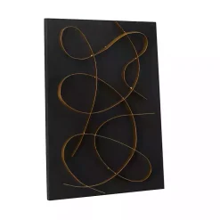 Kirklands Home Wall Plaques|Black and Gold Abstract Wall Plaque