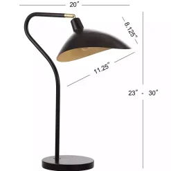 Kirklands Home Table Lamps|Black and Gold Curved Neck Giselle Task Lamp