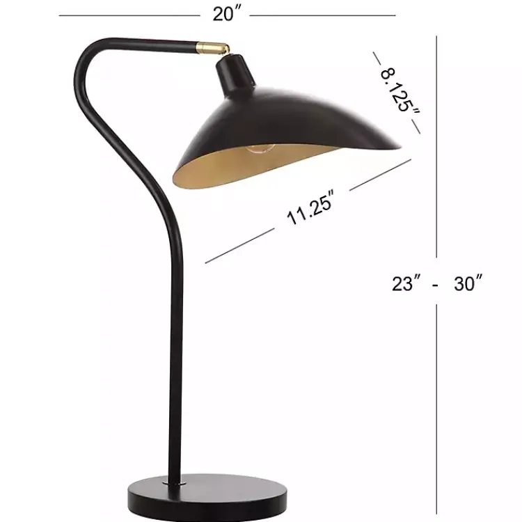 Kirklands Home Table Lamps|Black and Gold Curved Neck Giselle Task Lamp