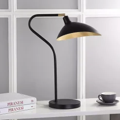 Kirklands Home Table Lamps|Black and Gold Curved Neck Giselle Task Lamp