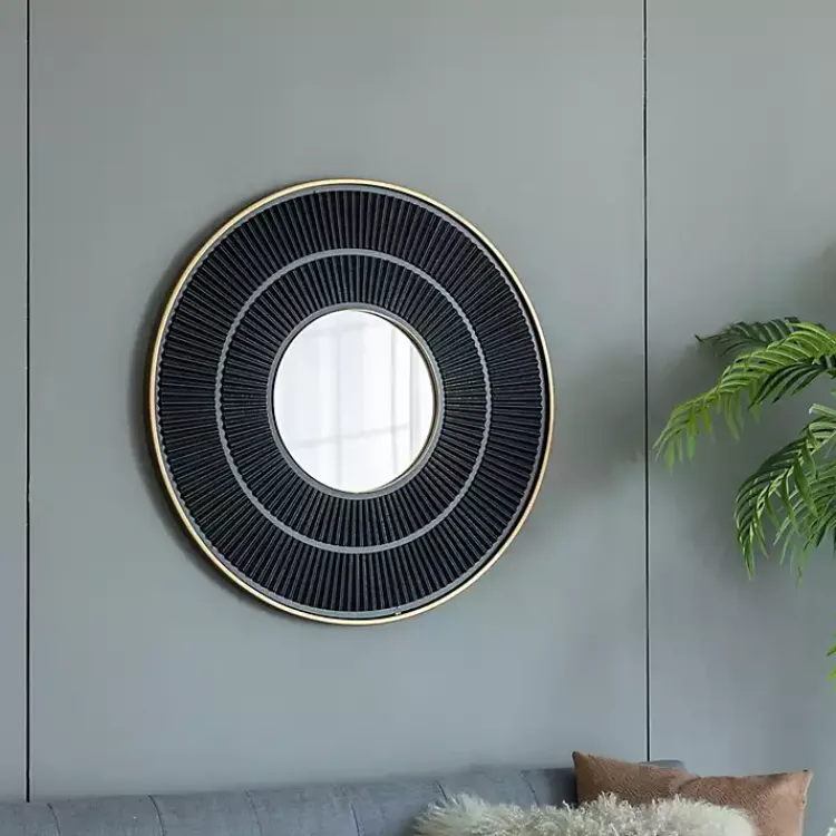 Kirklands Home Decorative Mirrors|and Gold Double Ribbed Wall Mirror Black