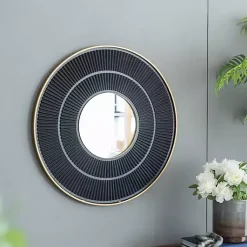 Kirklands Home Decorative Mirrors|and Gold Double Ribbed Wall Mirror Black