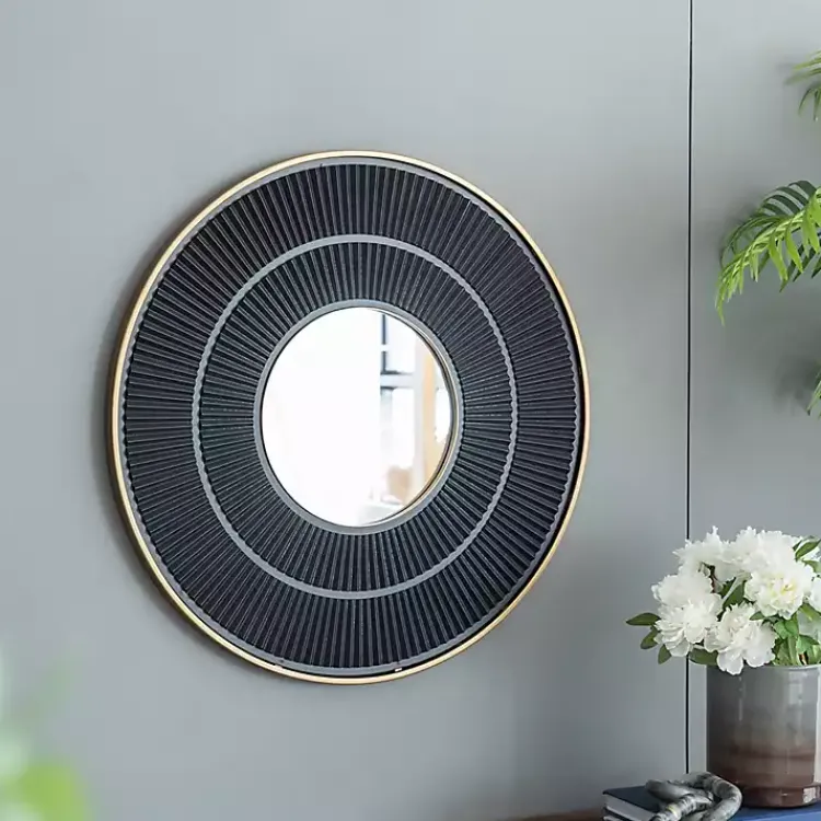 Kirklands Home Decorative Mirrors|and Gold Double Ribbed Wall Mirror Black