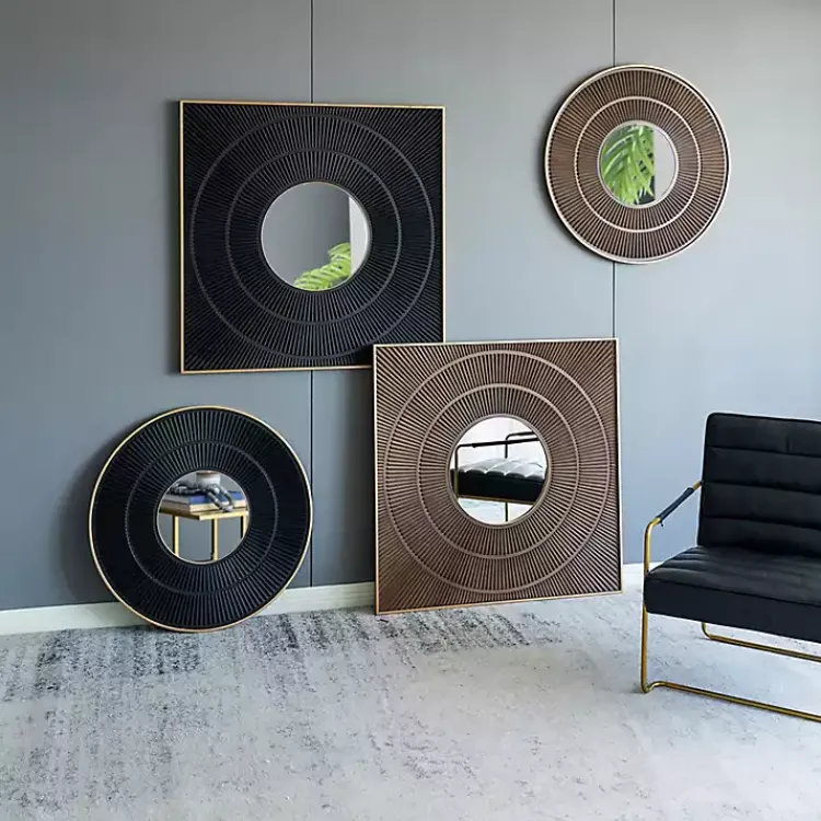 Kirklands Home Decorative Mirrors|and Gold Double Ribbed Wall Mirror Black
