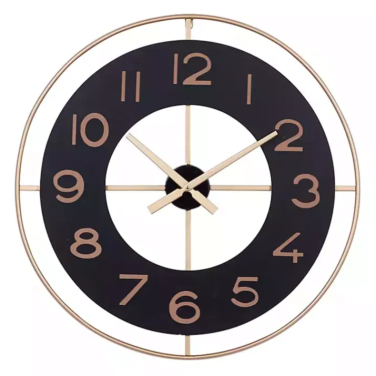 Kirklands Home Clocks|Black and Gold Open Frame Axis Clock