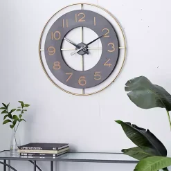 Kirklands Home Clocks|Black and Gold Open Frame Axis Clock