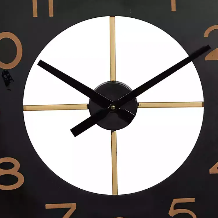 Kirklands Home Clocks|Black and Gold Open Frame Axis Clock