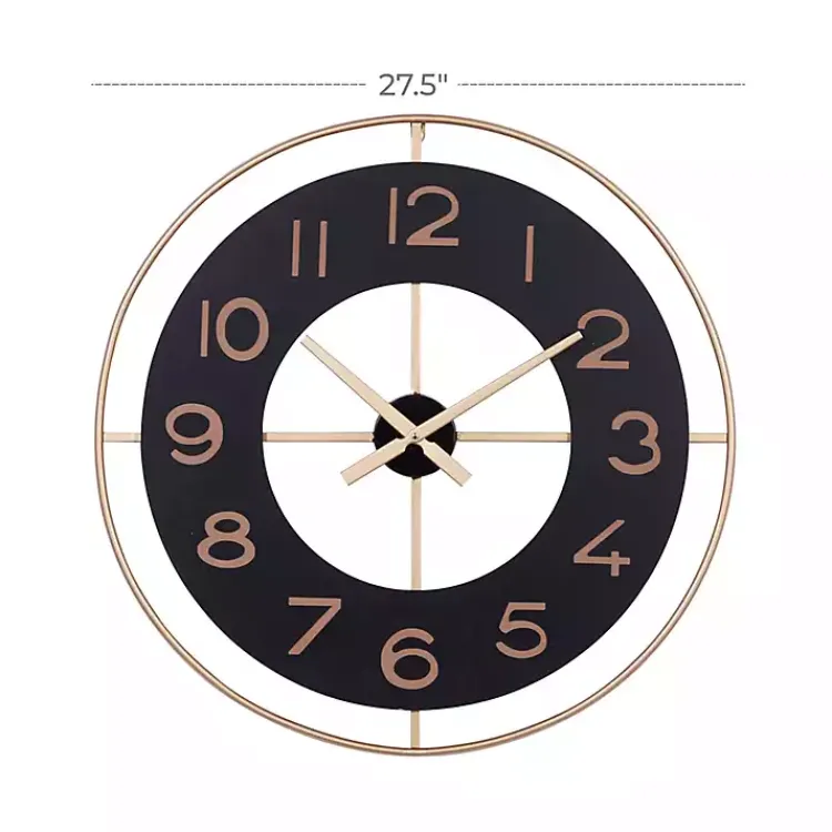 Kirklands Home Clocks|Black and Gold Open Frame Axis Clock