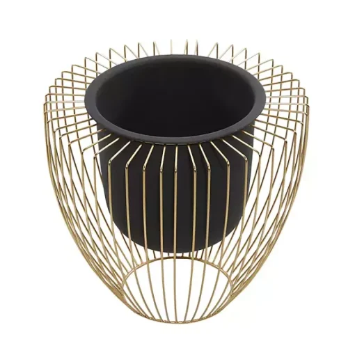 Kirklands Home Planters|Black and Gold Open Frame Planters, Set of 2