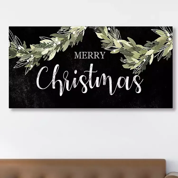 Online Black and Green Merry Christmas Canvas Art Print Christmas Art & Wall Decor