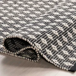 Kirklands Home Area Rugs|Black and Ivory Dainty Diamond Area Rug, 5x8