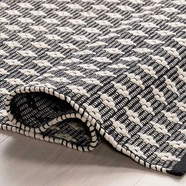 Kirklands Home Area Rugs|Black and Ivory Dainty Diamond Area Rug, 5x8