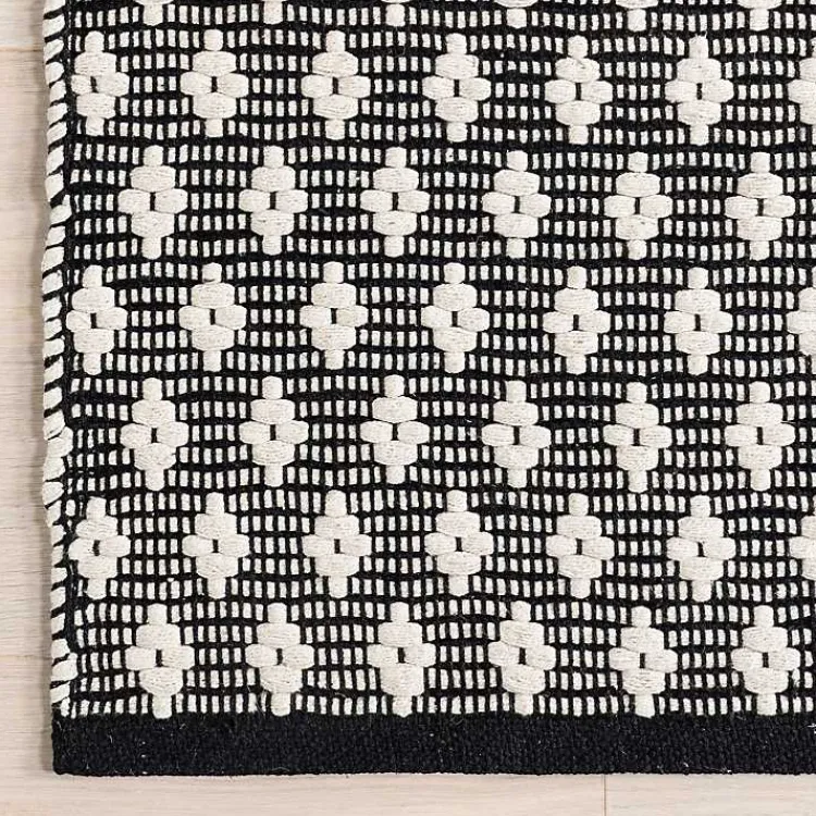 Kirklands Home Area Rugs|Black and Ivory Dainty Diamond Area Rug, 4x6