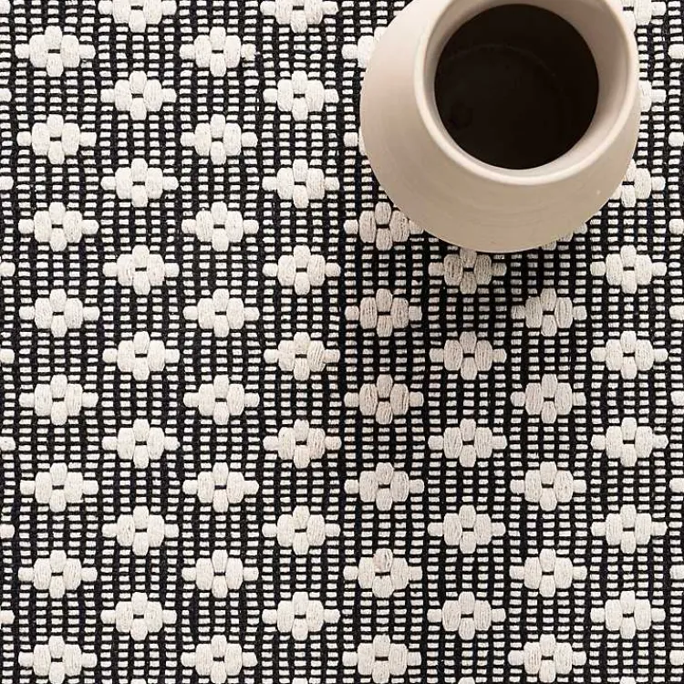 Kirklands Home Area Rugs|Black and Ivory Dainty Diamond Area Rug, 4x6