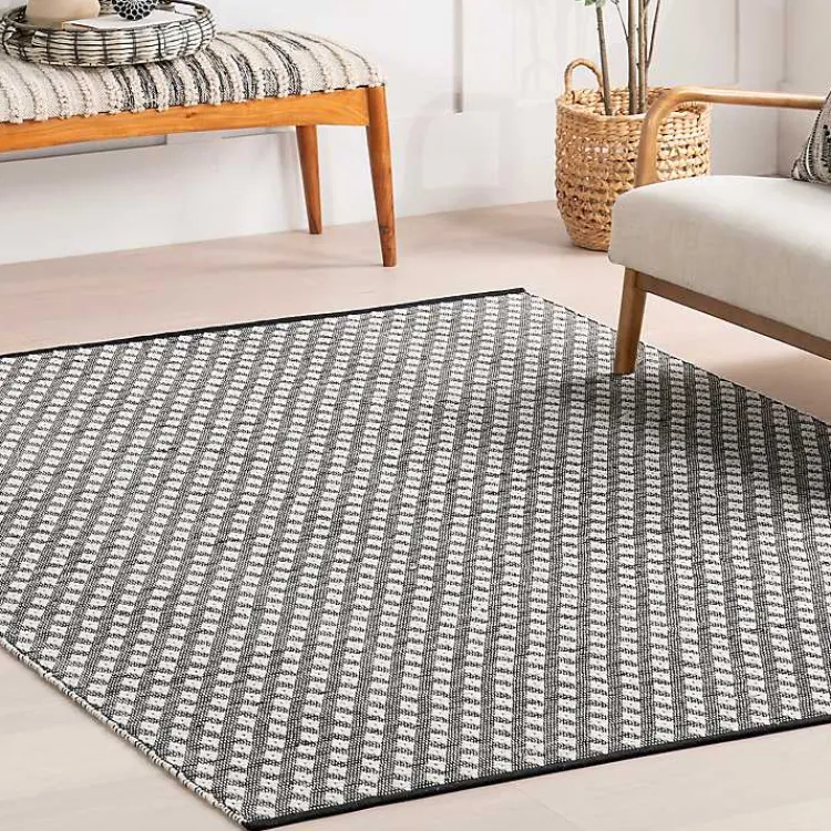 Kirklands Home Area Rugs|Black and Ivory Dainty Diamond Area Rug, 4x6