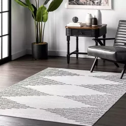 Kirklands Home Area Rugs|Black and Ivory Diamond Washable Runner