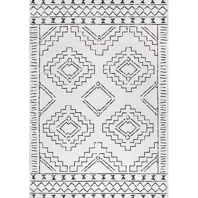 Kirklands Home Accent Rugs|Black and Ivory Moroccan Washable Runner