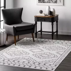 Kirklands Home Accent Rugs|Black and Ivory Moroccan Washable Runner