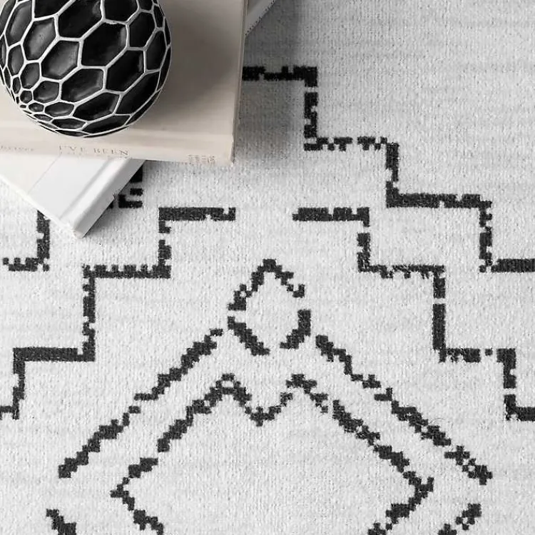 Kirklands Home Accent Rugs|Black and Ivory Moroccan Washable Runner