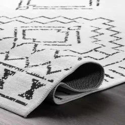 Kirklands Home Accent Rugs|Black and Ivory Moroccan Washable Runner