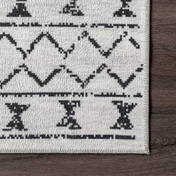 Kirklands Home Accent Rugs|Black and Ivory Moroccan Washable Runner