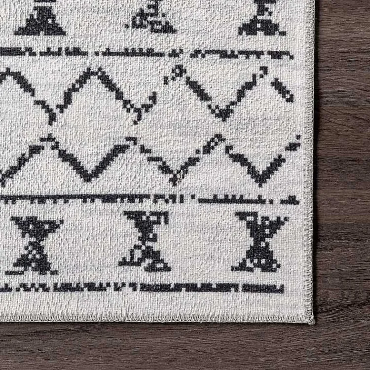 Kirklands Home Accent Rugs|Black and Ivory Moroccan Washable Runner
